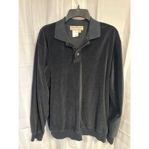 Norm Thompson Jacket Men's Full Zip LRG Black Velour Long Sleeve